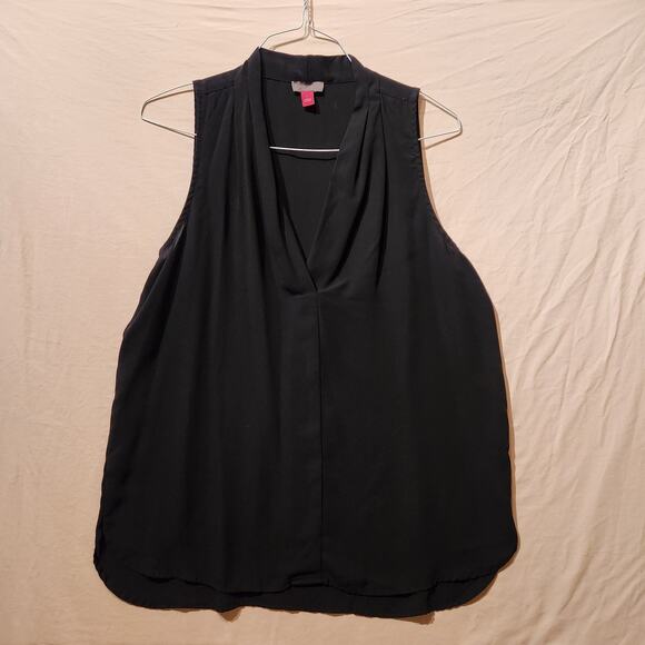 Vince Camuto Sleeveless Flowy Top Womens Sz Large Black Sheer Minimalist Shirt - Picture 7 of 7